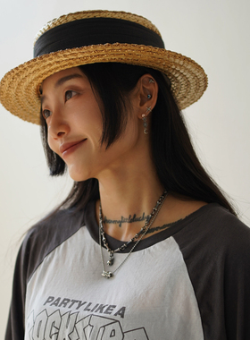 睡莲生生世世 925纯银吊坠骷髅锆石筒珠造型复古小众个性项链挂坠