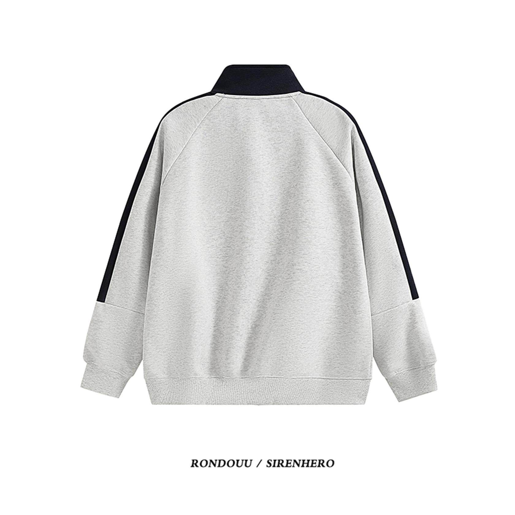 美式覆古撞色三条纹立领卫衣男女秋冬加绒加厚宽松棒球服开衫外套,淘宝优惠券,粉丝福利购,淘宝优惠卷