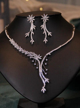 BWBRIDE新娘主婚纱锆石项链耳环