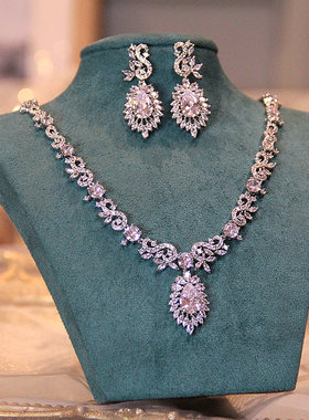 BWBRIDE锆石镀金新娘项链耳环