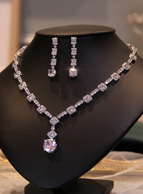 BWBRIDE锆石项链耳环新娘套装
