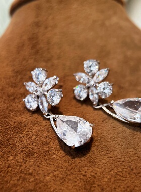 高级锆石项链耳环套装奢华新娘婚纱礼服配饰超闪生日婚礼宴会饰品