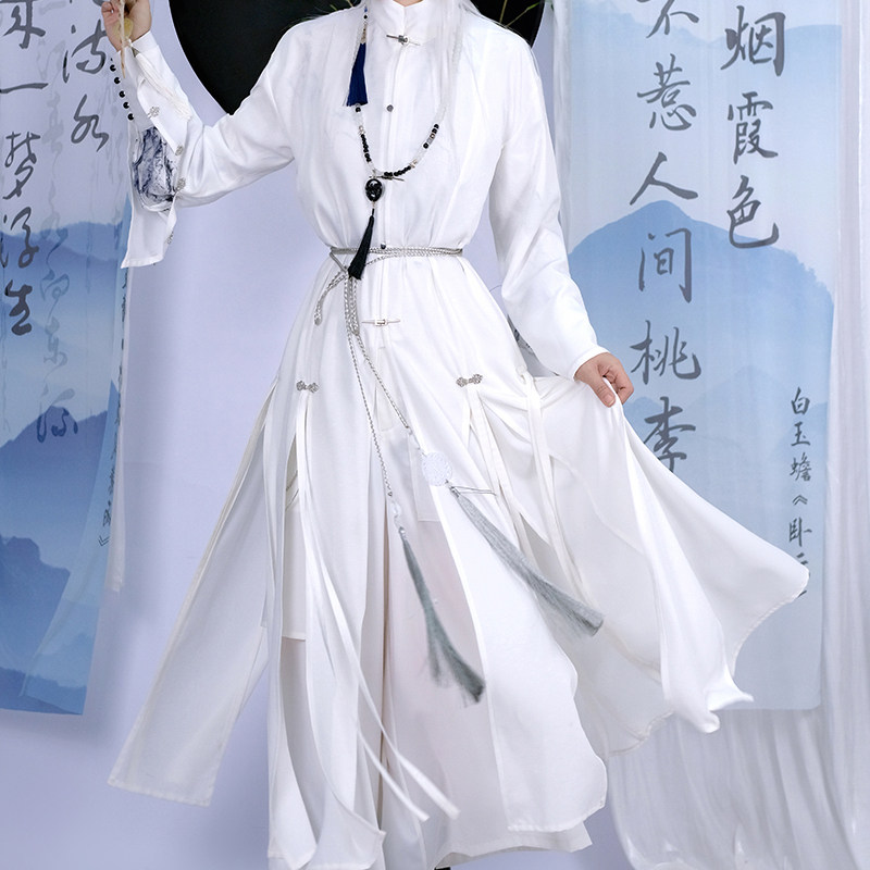 仓宝儿屋[逍遥意]新中式长衫外套风衣黑白粉国风解雨臣齐司礼COS,淘宝优惠券,粉丝福利购,淘宝优惠卷