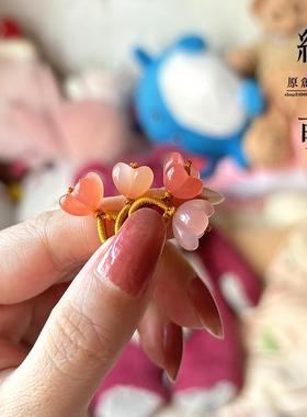 好看天然绯红玛瑙桂花吊坠挂件