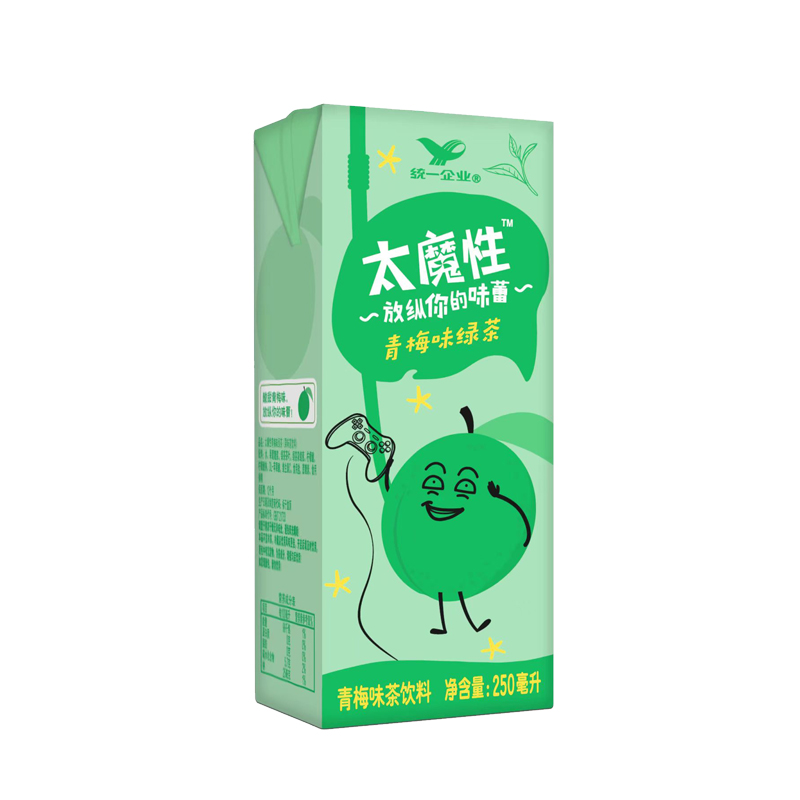 统一饮料太魔性青梅味绿茶250ml*12盒纸盒装青梅味茶饮品整箱24盒-图3