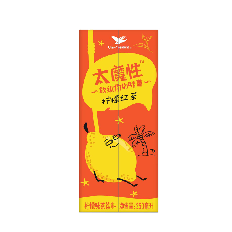 统一太魔性饮料柠檬红茶250ml*12盒24盒装整箱柠檬味茶饮品纸盒装-图1