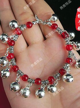 跳舞蹈金色铃铛手镯女简约中国风复古民族风道具时尚男手工学生