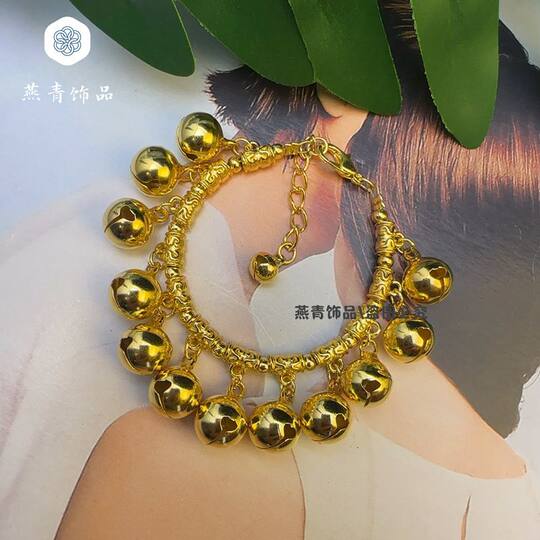 跳舞蹈古银色金色铃铛有声音小孩儿童脚链女简约复古民族风手工