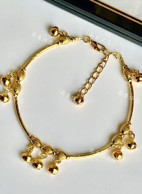 跳舞蹈金银色铃铛有声音会响脚链女简约中国风民族风道具手工