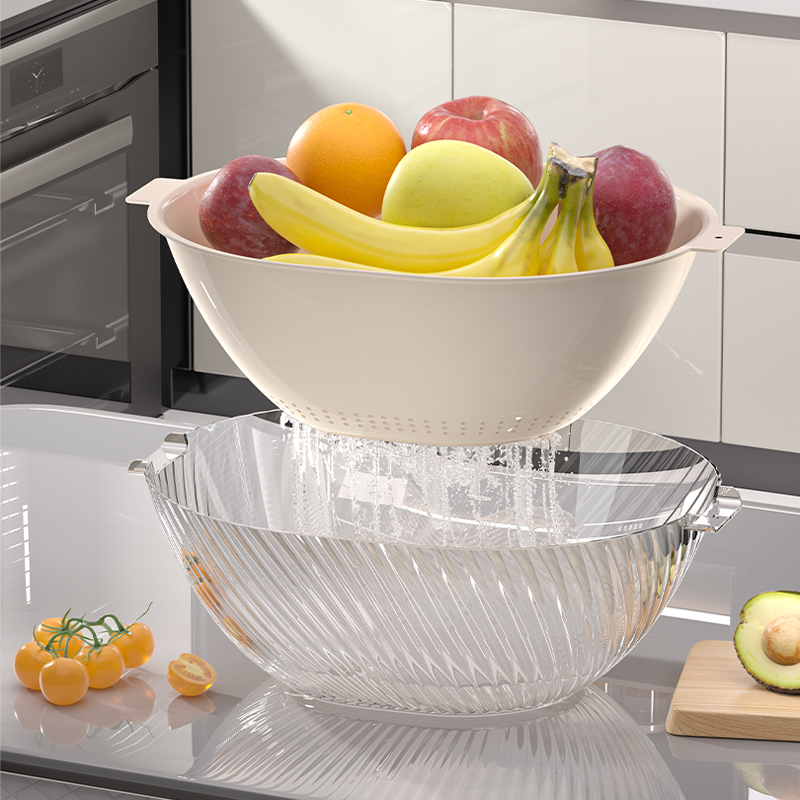 建厦沥水篮新款厨房洗菜盆家用双层水果篮子客厅多功能果盆水果盘,淘宝优惠券,粉丝福利购,淘宝优惠卷