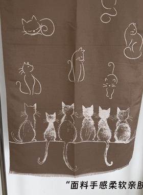 猫咪控2025新款围巾女冬季秋披肩两用灰色系羊绒手感韩版护肩围脖