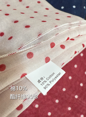 2025新款棉麻感方巾丝巾复古波点