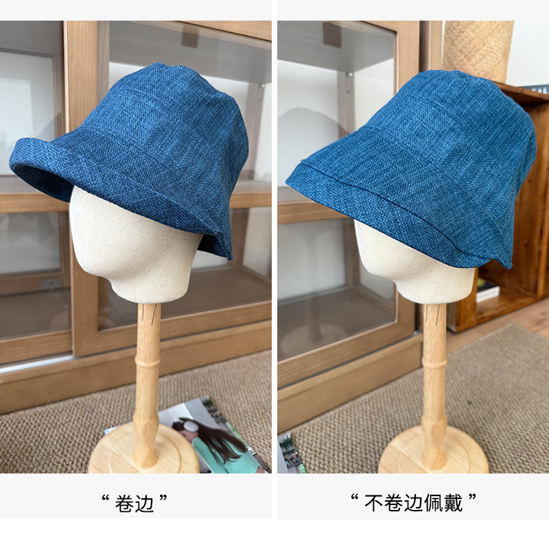 日本UVカット棉麻质感渔夫帽女夏防晒帽防紫外线可收纳遮阳帽桶帽,淘宝优惠券,粉丝福利购,淘宝优惠卷