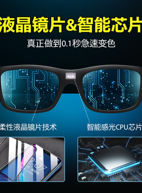 新款 跨境tiktok0.1秒液晶智能变色偏光太阳镜驾驶开车多功能墨镜