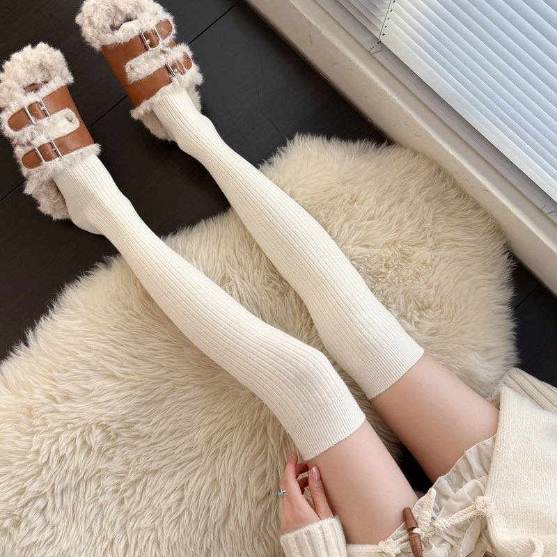 烟灰色过膝袜女秋冬季加绒羊毛咖啡色高筒袜加厚保暖米白色长筒袜,淘宝优惠券,粉丝福利购,淘宝优惠卷