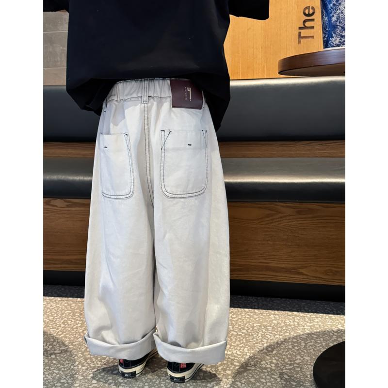 凯文家童装2025年 春季新品男童中大童韩版宽松直筒牛仔裤休闲裤 - 图2