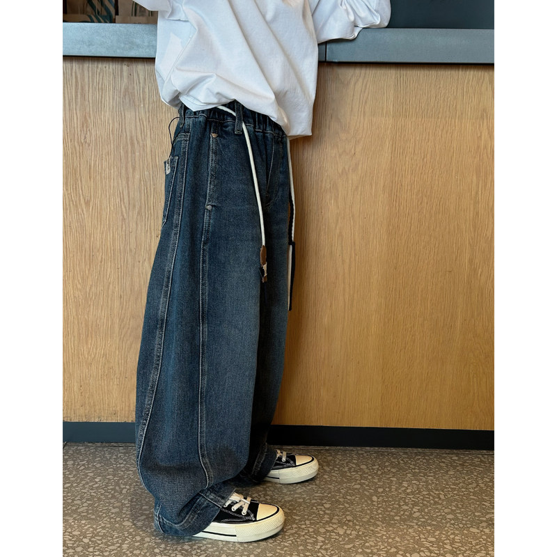 凯文家童装2025年秋季品男童中大童韩版水洗做旧儿童休闲牛仔裤 - 图0