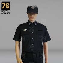 Airport security screening short sleeve black shirt shirt for men and women in the same section (7766 factory shop)