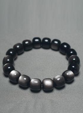 8A级别亮眼金银曜石老型珠手串