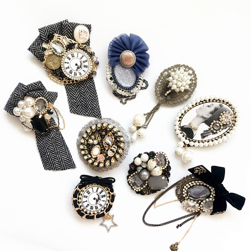 小香风女复古配饰品珍珠徽章胸针 元元手工饰品胸针