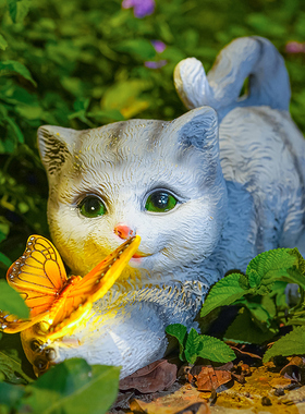 太阳能小猫咪灯公仔户外庭院摆件