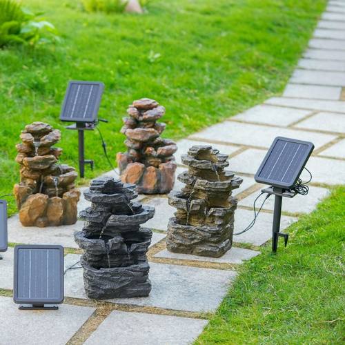 太阳能循环流水造景花园庭院树脂石头假山公司鱼缸不插电瀑布装饰 - 图0