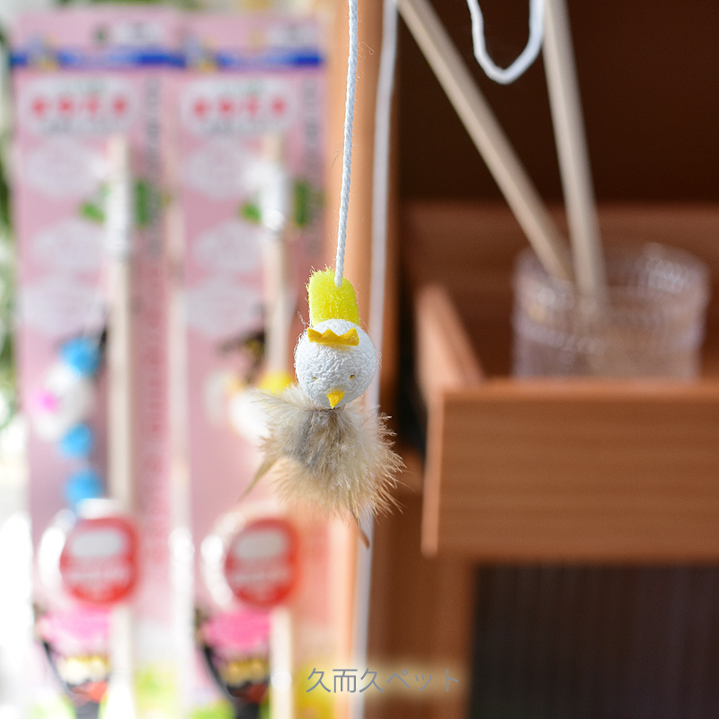 日本多格漫自然风逗猫棒长杆蚕茧毛毛虫剑麻球狗尾巴草老鼠猫玩具-图0