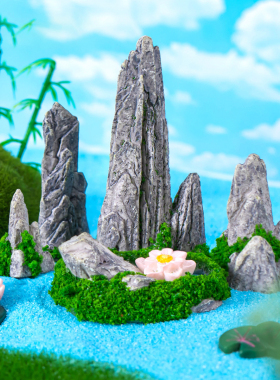 微景观创意仿真假山水瀑布奇石