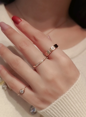 精致链条锆石戒指细尾戒ins玫瑰