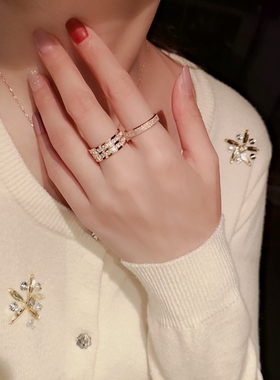 戒指磨砂镀18K玫瑰金细款宽版