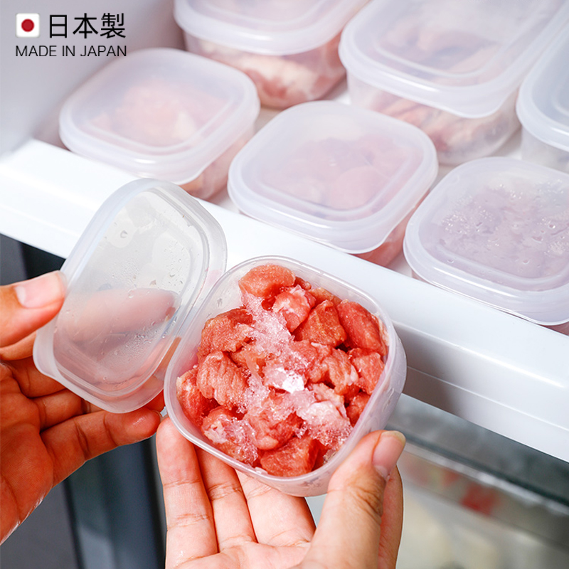 日本进口冰箱冷冻收纳盒冻肉保鲜盒食品级分格盒子密封分装可微波 - 图1