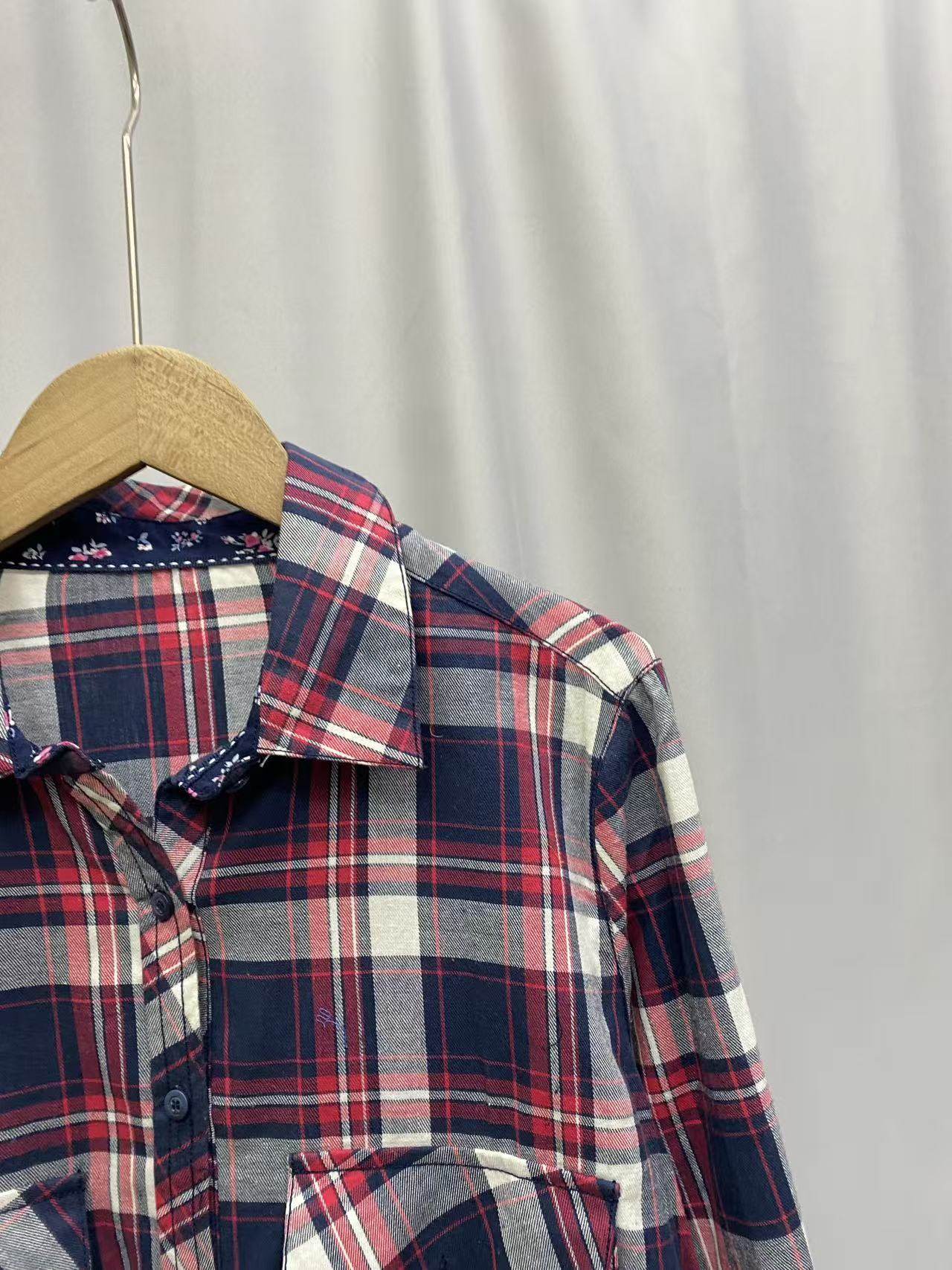 外贸单样衣休闲时尚百搭衬衣春季新款女棉格子长袖衬衫,淘宝优惠券,粉丝福利购,淘宝优惠卷