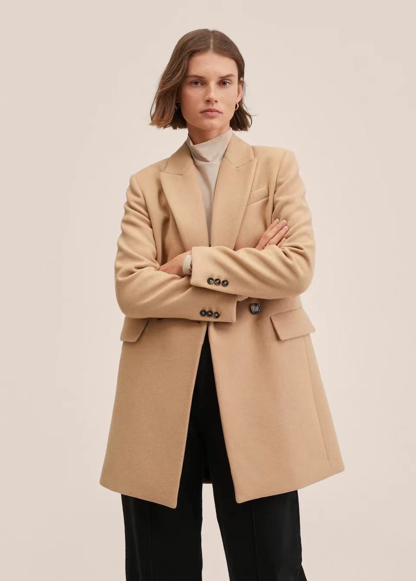 外贸新款通勤大气欧美单秋冬中长款翻领羊毛大衣女毛呢外套,淘宝优惠券,粉丝福利购,淘宝优惠卷