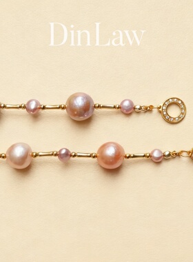 DinLaw鼎珞巴洛克项链纯银S925糖纸皱巴爱迪生淡水珍珠短链女