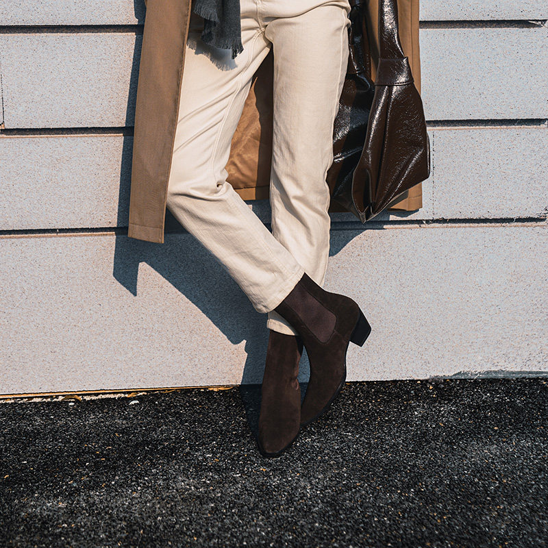 COVONTY「小众设计师」电影感 游牧风高跟切尔西短靴女棕色瘦瘦靴,淘宝优惠券,粉丝福利购,淘宝优惠卷