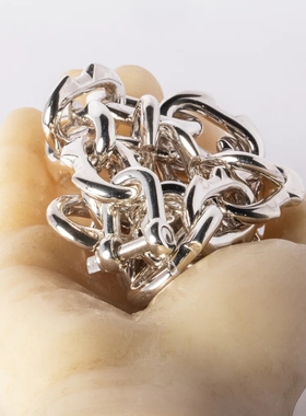 链式项圈黄铜镀银水牛骨