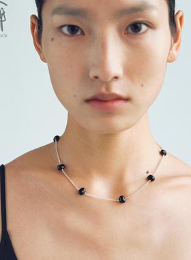 OLIO E ACETO 纯银黑玛瑙石子项链