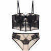 French ultra-thin soft steel ring lace transparent bra set