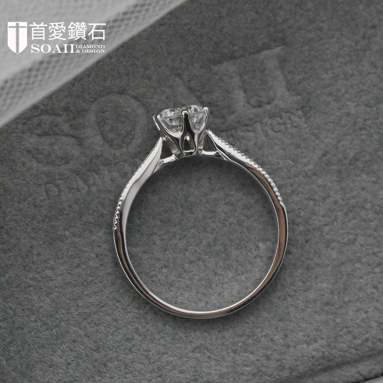 【滚珠六爪】 经典六爪天然真钻戒GIA证书钻石3EX切工定制50分 - 图0