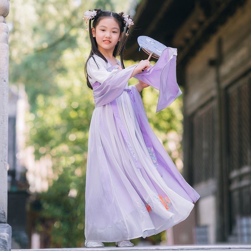 汉服女童夏装儿童明制汉服夏季薄款12岁女孩古风 - 图2