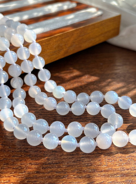 长款160厘米8mm天然白玉髓荔枝冻圆珠长款项链毛衣链简约款女