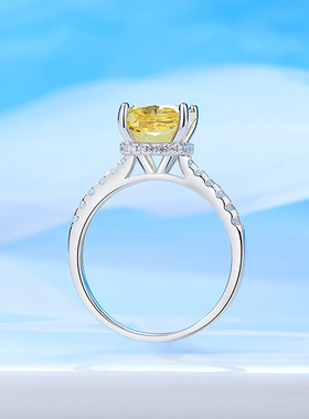 s925纯银8A锆石戒子四爪方糖白色冰花切割高碳钻戒婚戒莫桑钻戒指