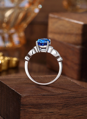 925纯银7*9mm绿色冰花切高碳钻戒指女创意排钻高级感跨境饰品