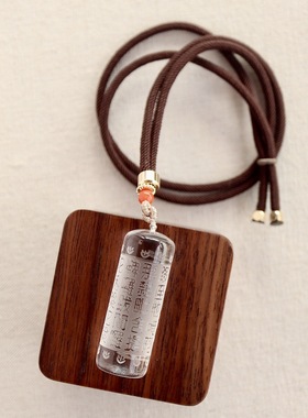 天然白水晶吊坠女士项链坠楞严心吊坠牌项链纯白水晶毛衣链