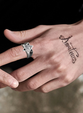 复古泰银戒指男士上帝之眼单身