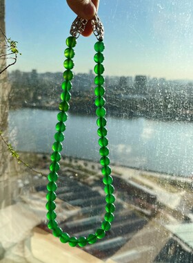 可拆开多种戴法天然玻璃种起光绿玉髓项链长款多层毛衣链小众设计