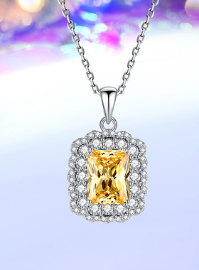 直播热销仿真祖母绿小方冰糖锆石S925纯银项链女新娘结婚套装饰品