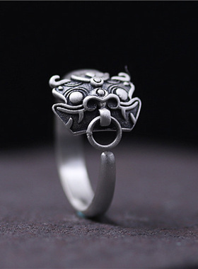 泰银复古原创指环开口男女款个性