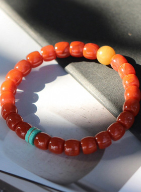 天然原矿川料南红直切手链8.8mm满肉柿子红手串直播供货