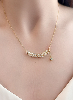 S925银法式麦穗项链轻奢高级感设计可伸缩流苏镀18K金色首饰